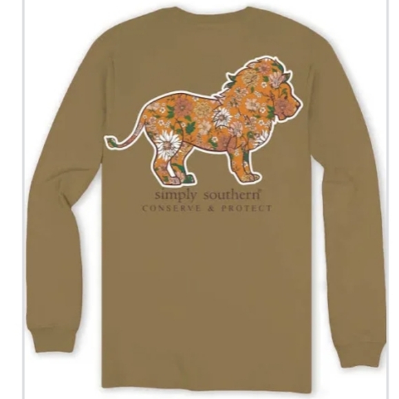 NWT Simply Southern Wild Lion Tulepo Track Longsleeve Olive Green - Picture 1 of 9